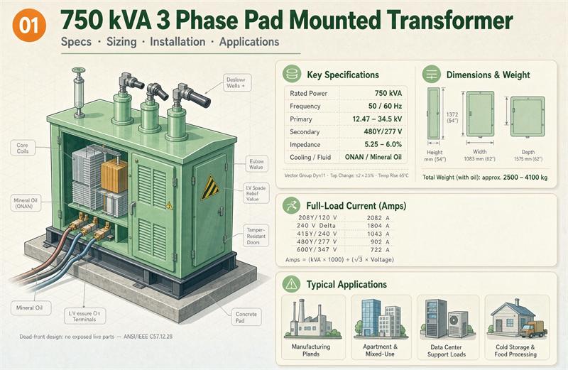 750 kVA 3 Phase Pad Mounted Transformer